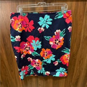 Talbots Navy Floral Pencil Skirt, Size 14